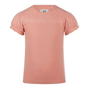 Koko Noko girls T-shirt coral pink lace