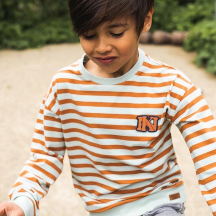 Koko Noko Jungen Sweatshirt mintgrün cognac gestreift | R50816-37