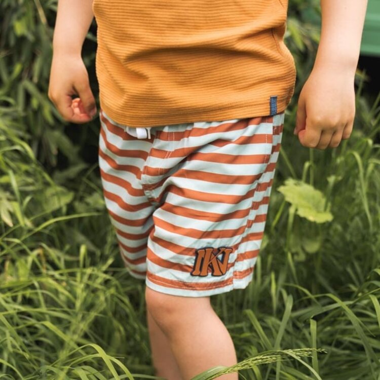 Koko Noko boys swim shorts cognac striped medium length | R50823-37