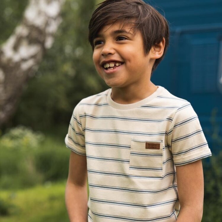 Koko Noko Jungen weiß blau gestreiftes T-Shirt | R50830-37