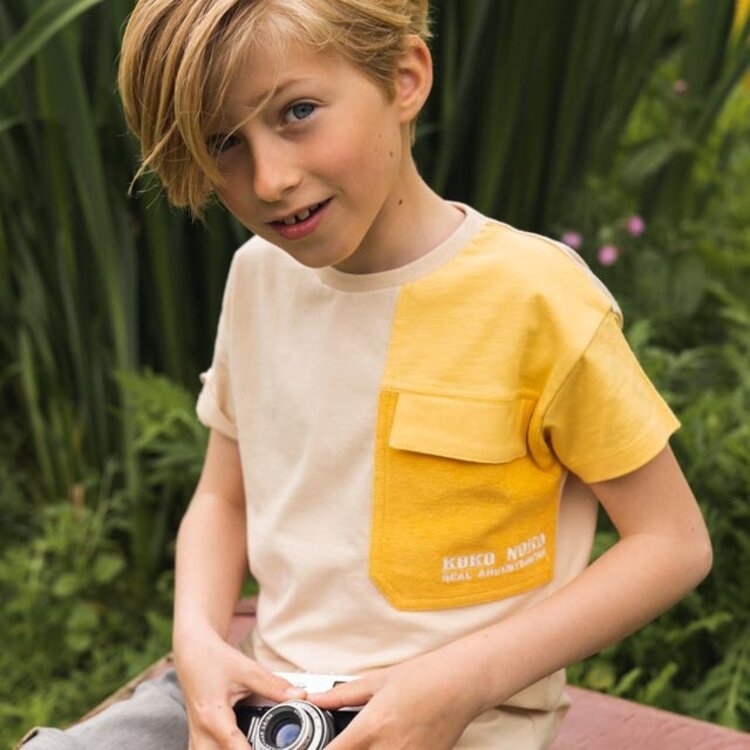 Koko Noko Jungen-T-Shirt aus weißem Frottee gelb | R50860-37