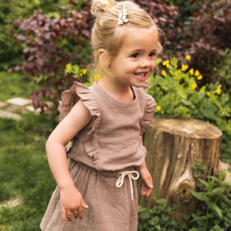 Koko Noko girls dress light brown muslin | R50952-37