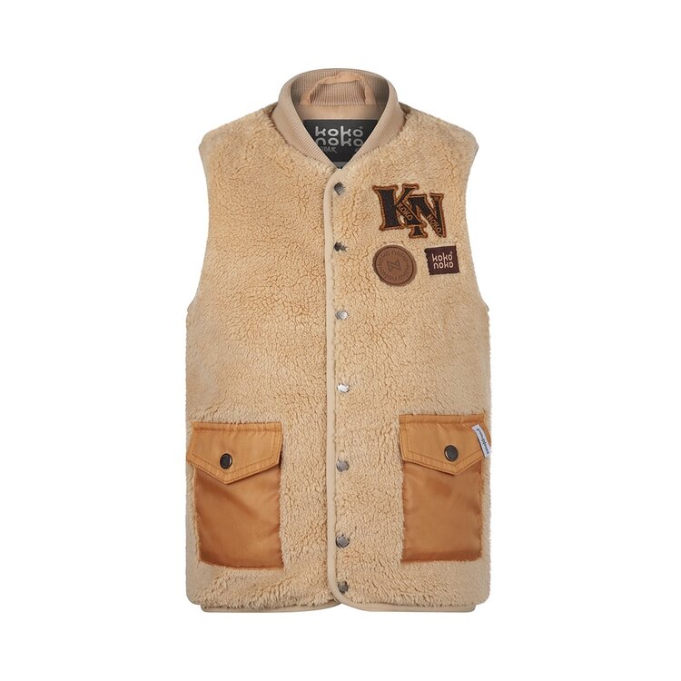 Koko Noko jongens teddy gilet zandkleur | Q52877-37