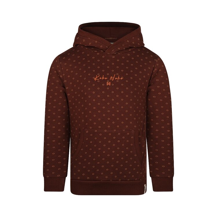 Koko Noko boys hoodie dark red cognac hoodie roundels | Q52886-37