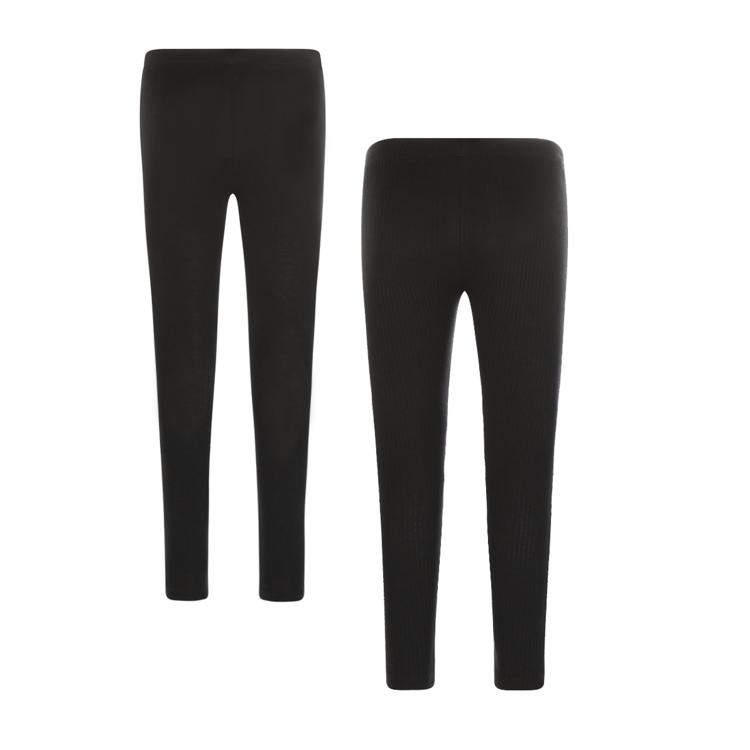 Koko Noko girls set of 2 leggings black ribbed | Q52915-37