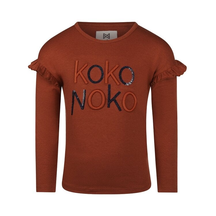 Koko Noko meisjes longsleeve cognac ruffles | Q52938-37