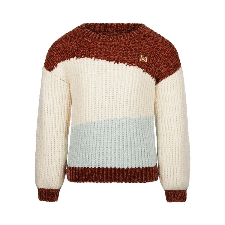 Koko Noko girls knitted jumper cognac off white light blue | Q52962-37