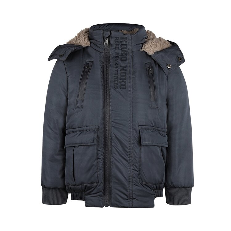 Koko Noko jongens winterjas blauw capuchon waterafstotend | Q52843-37