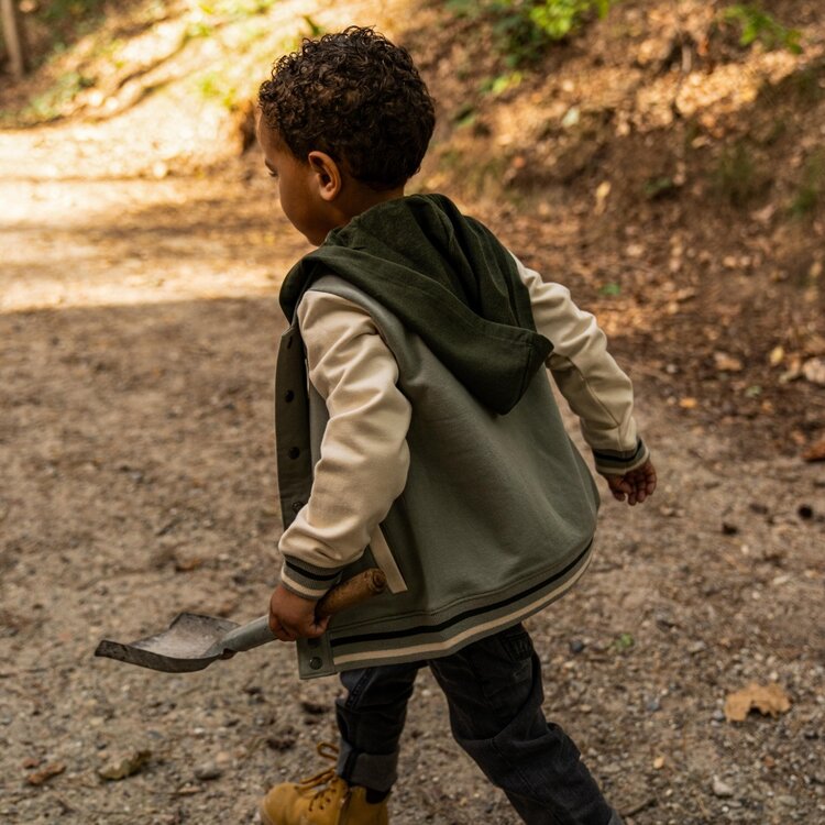 Koko Noko boys cardigan soft green hoodie baseball | Q52813-37