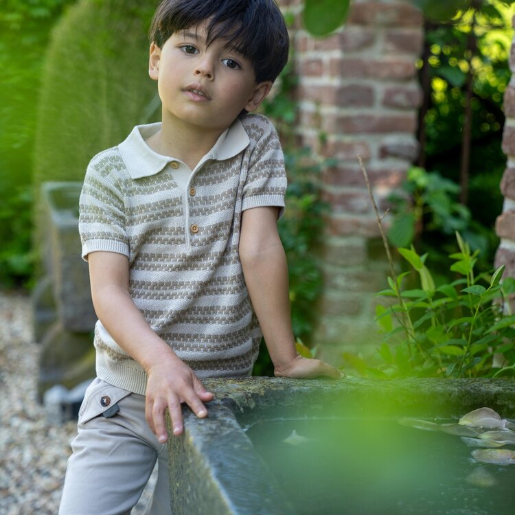 Koko Noko Jungen Poloshirt taupe beige gestrickt | P54857-37