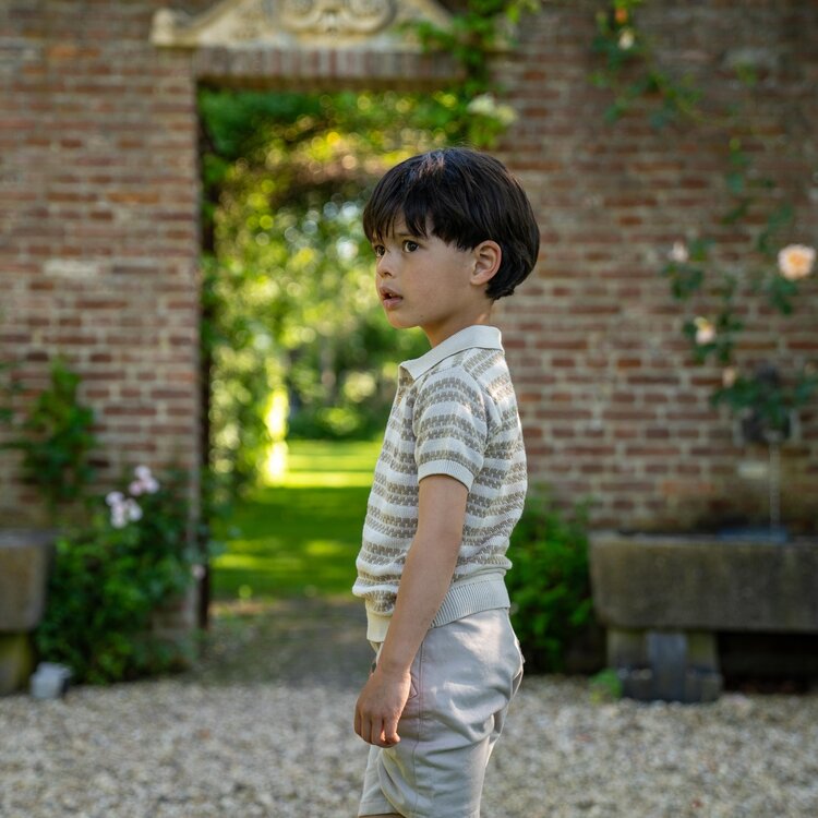 Koko Noko boys polo shirt taupe beige knitted | P54857-37