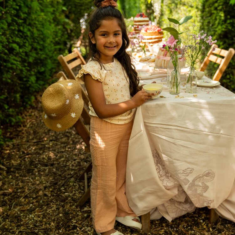 Koko Noko girls wide leg trousers peach pink muslin | P54901-37