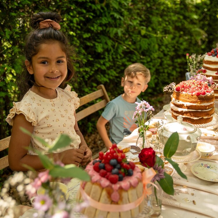 Koko Noko meisjes T-shirt beige geel perzikroze bloemen rib | P54907-37