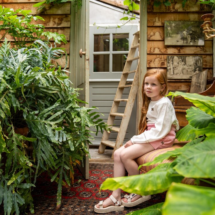 Koko Noko meisjes blouse lange mouw off white mousseline | P54951-37