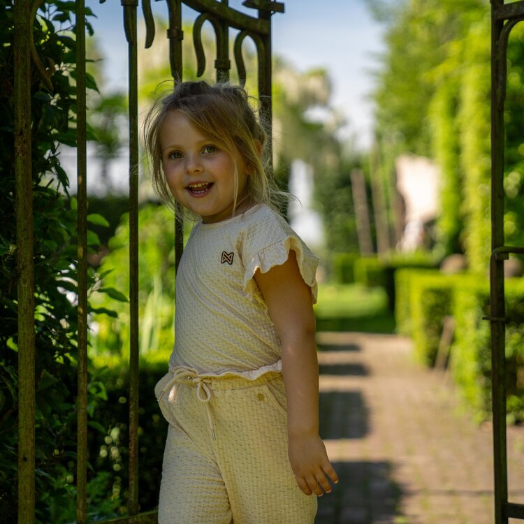 Koko Noko girls set shirt trousers off white ruffles | P54982-37