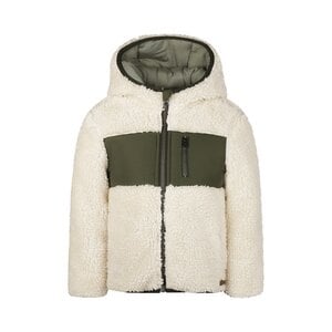 Koko Noko boys' teddy jacket off white green hoodie