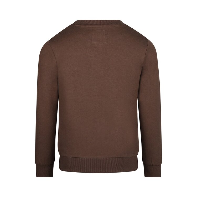 Koko Noko jongens sweater donkerbruin zwarte details Koko Noko