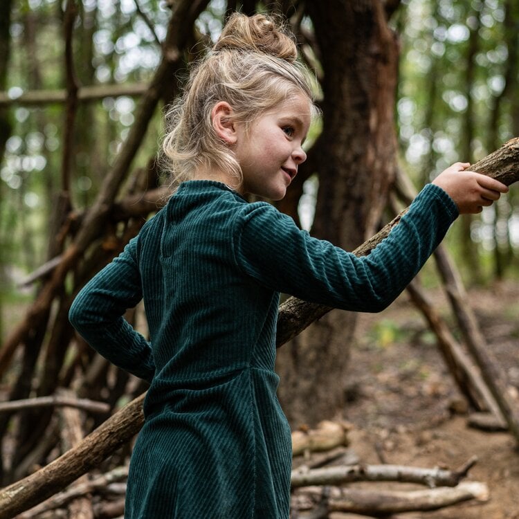 Koko Noko Mädchen Kleid dunkelgrün Velours | Q52966-37