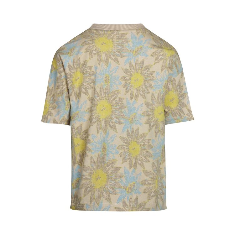 Koko Noko Jungen-T-Shirt lose Passform beige Blume limonenblau | P54853-37