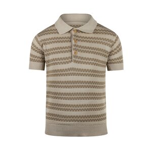 Koko Noko boys polo shirt taupe beige knitted