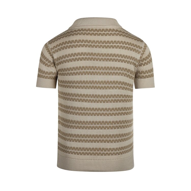 Koko Noko jongens polo taupe beige gebreid | P54857-37