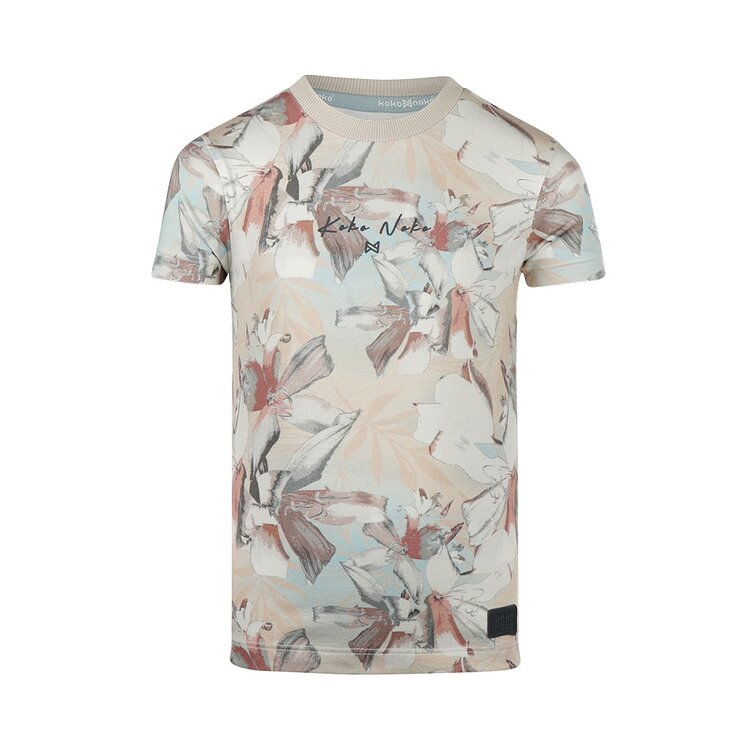 Koko Noko jongens T-shirt beige roestbruin zachtrood | P54875-37