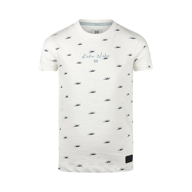 Koko Noko jongens T-shirt off white donkerblauw lichtblauw | P54891-37