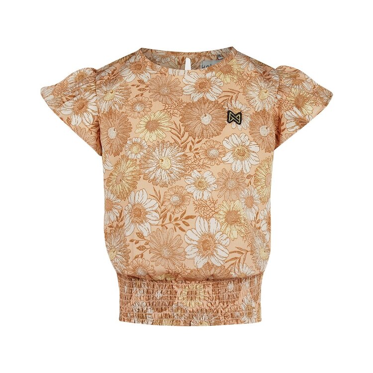 Koko Noko girls blouse short sleeve peach pink flower | P54900-37