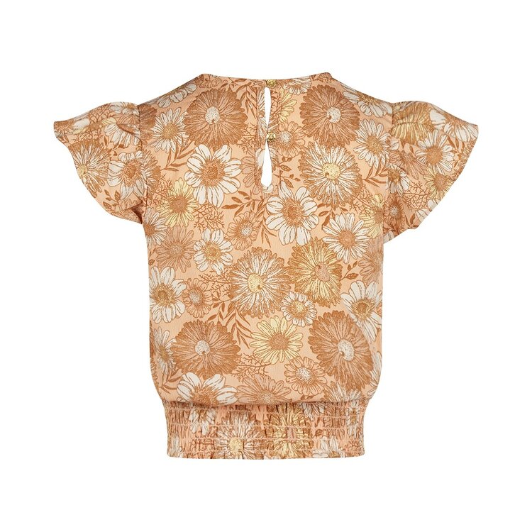 Koko Noko Mädchenbluse kurzarm pfirsichrosa Blume | P54900-37