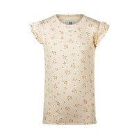 Koko Noko girls' T-shirt beige yellow peach pink flower rib