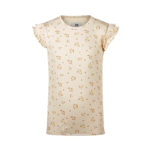 Koko Noko Mädchen T-Shirt beige gelb pfirsich rosa Blume Rippe