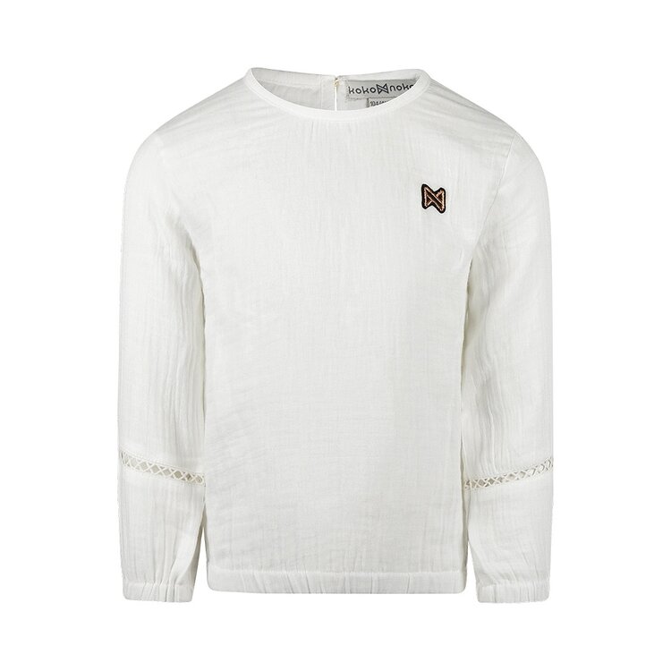 Koko Noko girls blouse long sleeve off white muslin | P54951-37