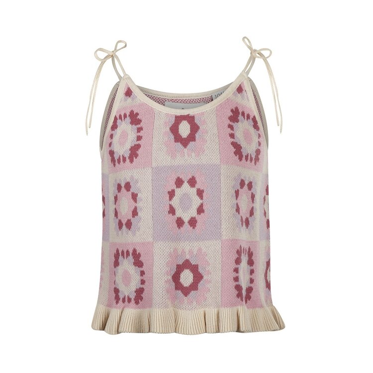 Koko Noko meisjes top off white roze lila bloem | P54975-37