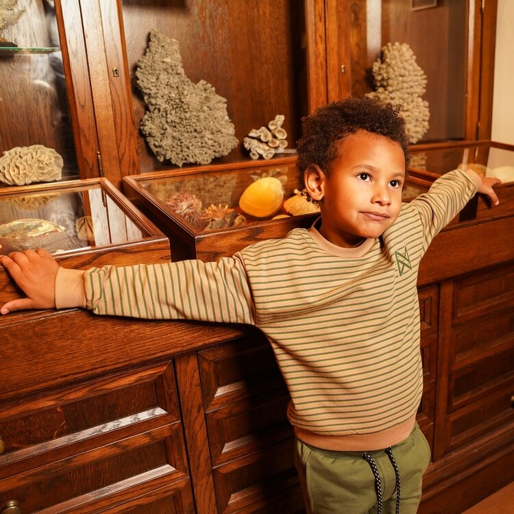 NOKO Koko Noko boys' sweater dropped shoulder light brown striped