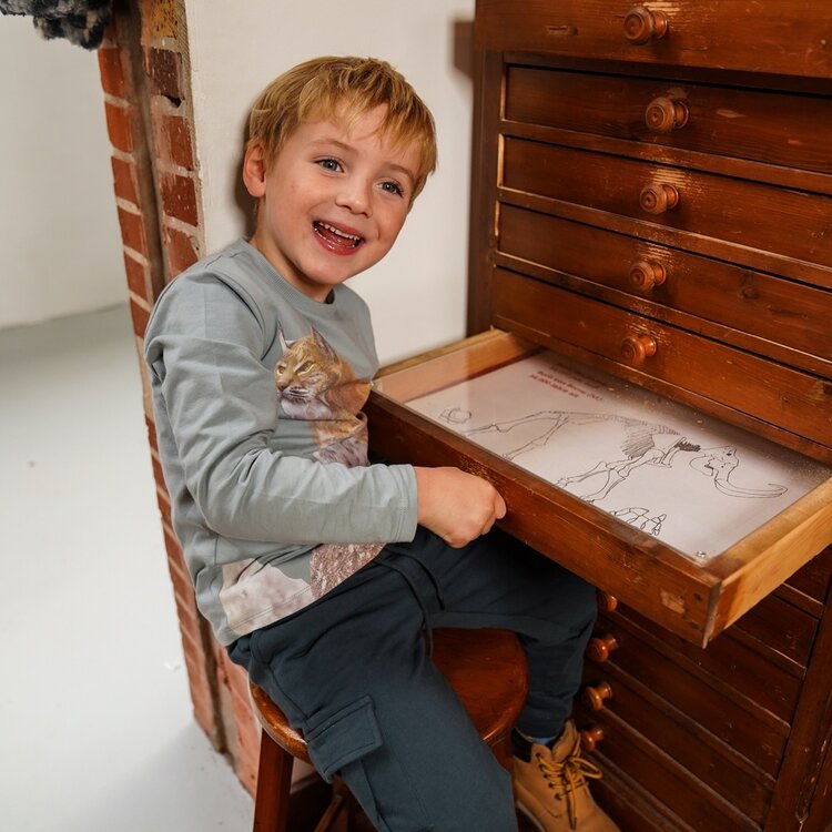 Koko Noko jongens longsleeve lichtgroen fotoprint lynx | O56826-37