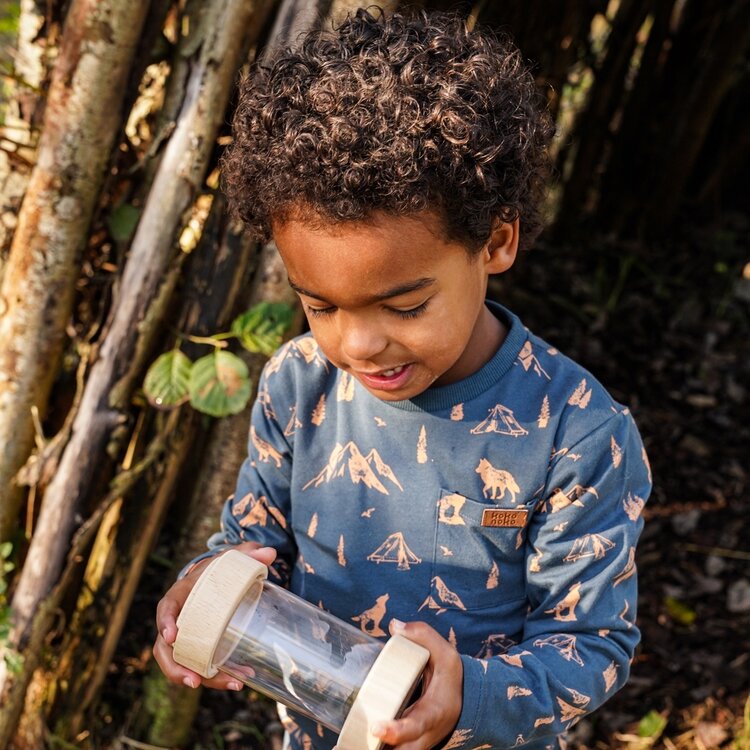 Koko Noko jongens longsleeve staalblauw camel print | O56831-37