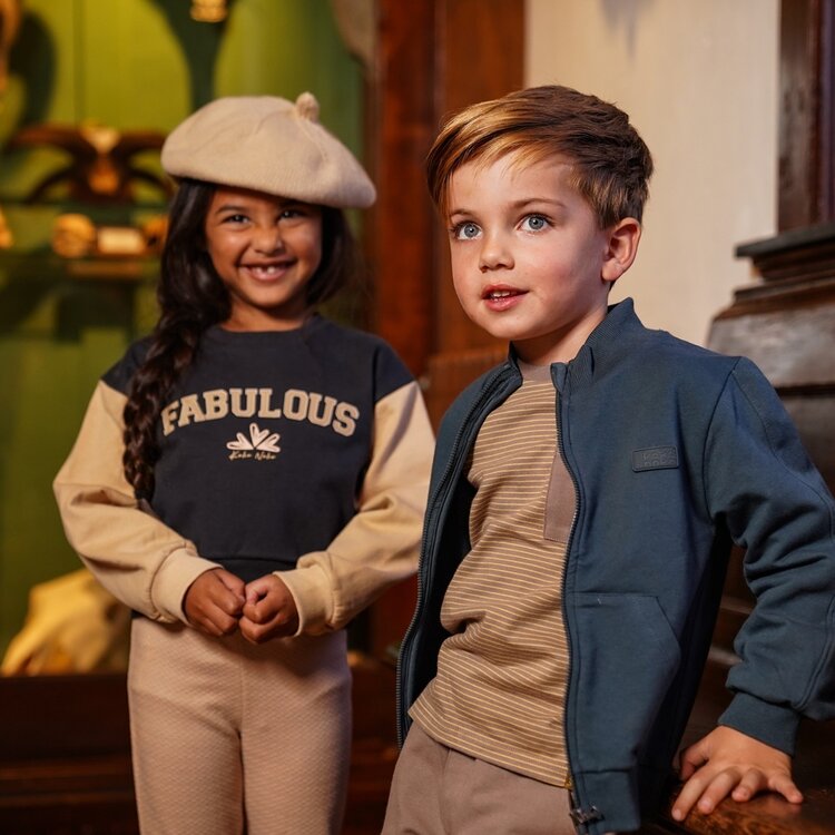 Koko Noko jongens vest met rits staalblauw | O56834-37