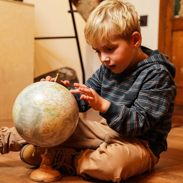 Koko Noko boys hoodie steel blue striped hood | O56842-37