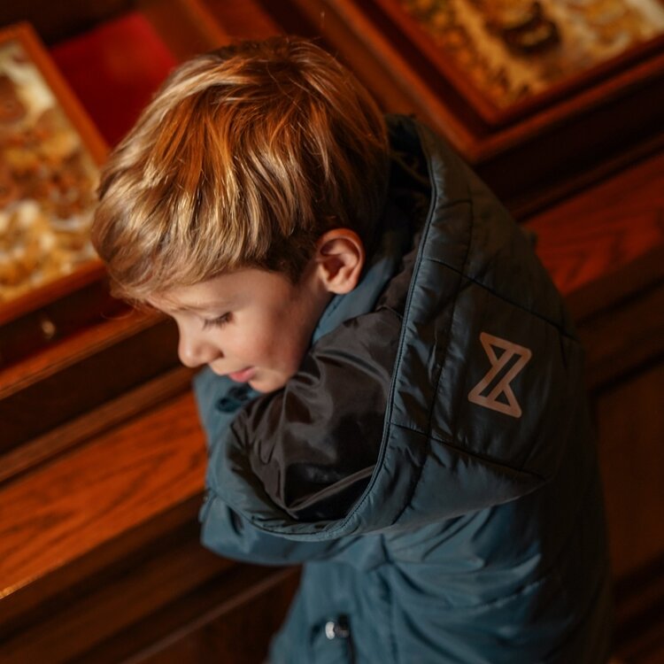 Koko Noko boys parka steel blue water-repellent hood | O56847-37