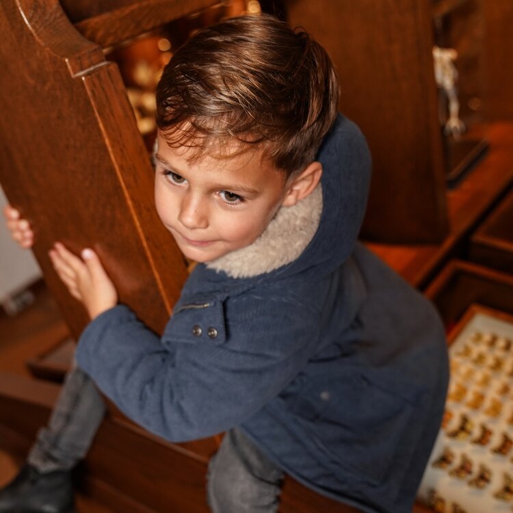 Koko Noko Jungen Cord-Winterjacke stahlblau Kapuze | O56849-37