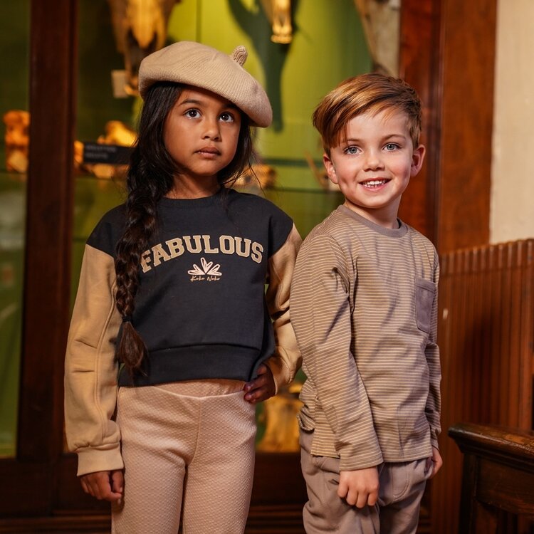 Koko Noko boys‘ long-sleeved shirt taupe striped | O56851-37