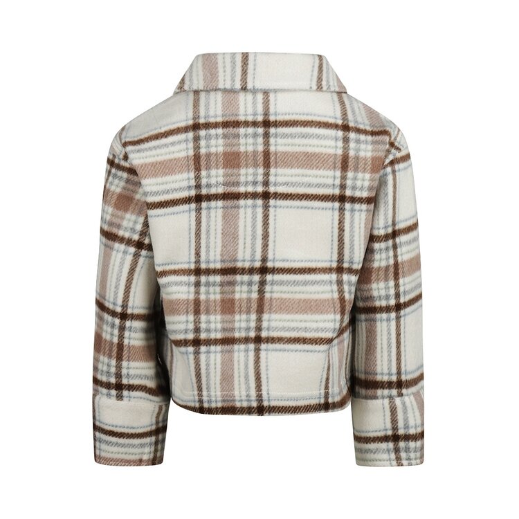 Koko Noko girls’ jacket off-white checked dropped shoulder | O56900-37