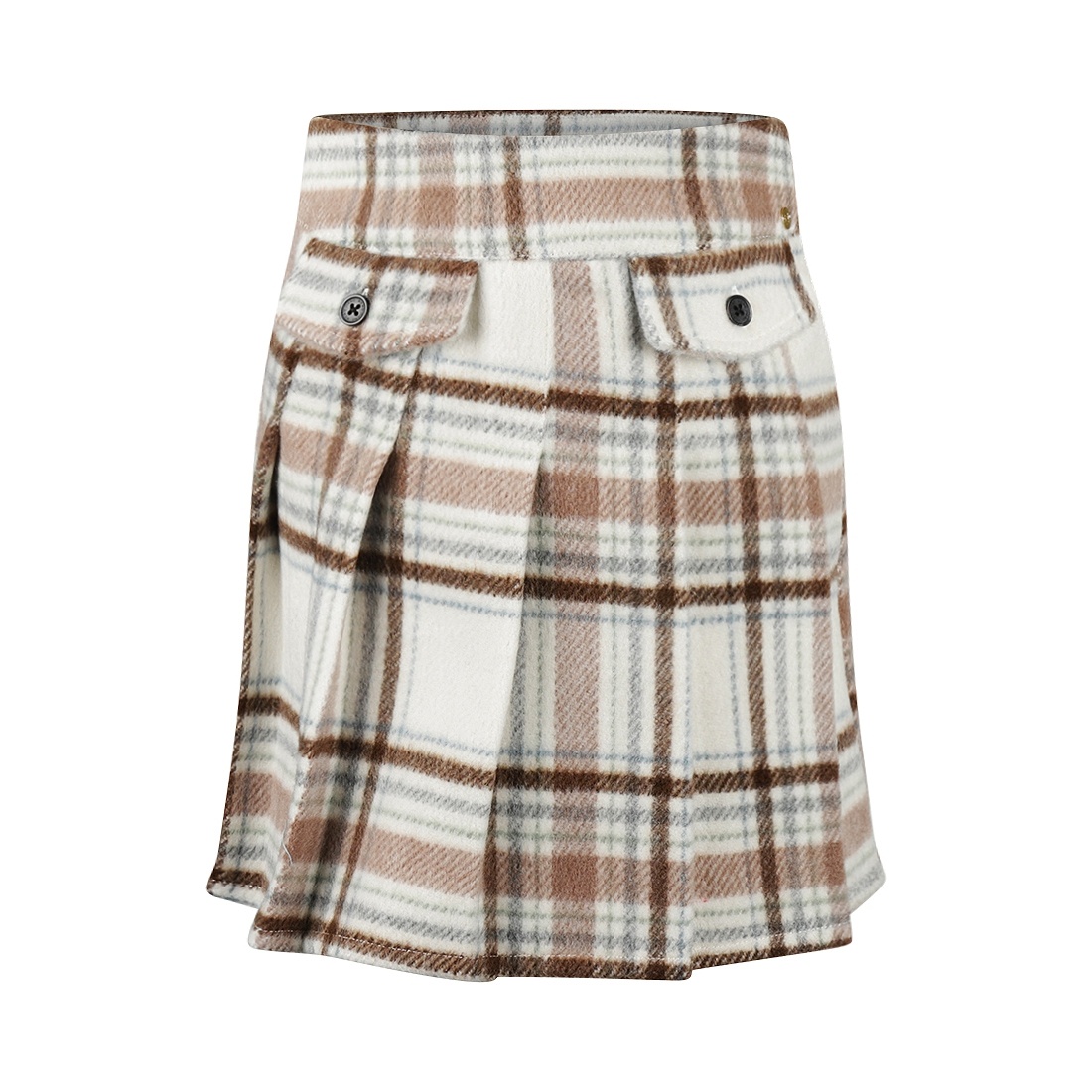Koko Noko girls' pleated skirt off-white checked | Koko Noko