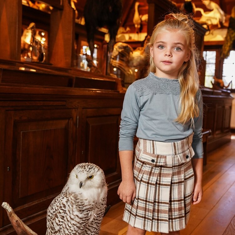 Koko Noko meisjes plooienrok off white geruit | O56902-37