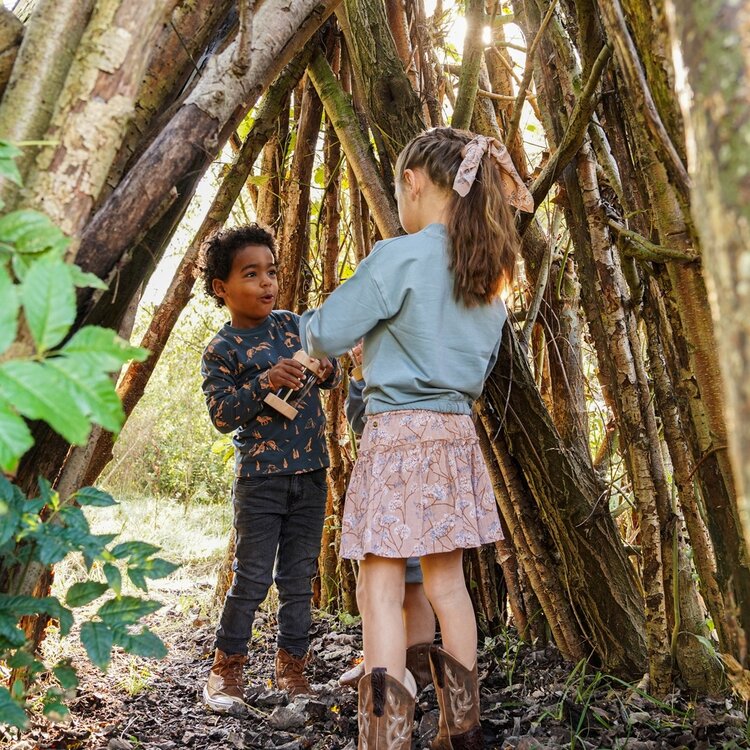 Koko Noko meisjes skort caramel bruin bloesem | O56913-37