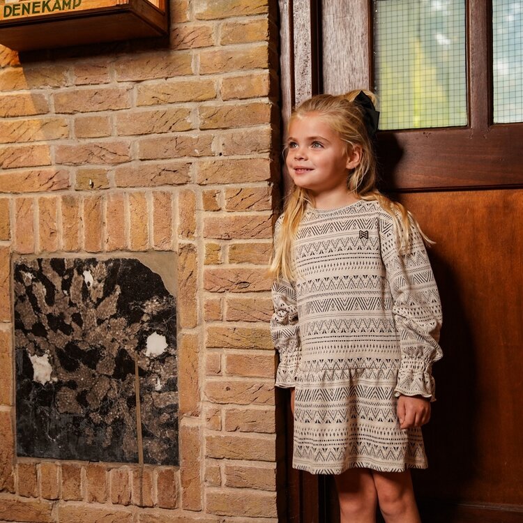 Koko Noko Mädchenkleid in Off-White mit Ethno-Print | O56943-37