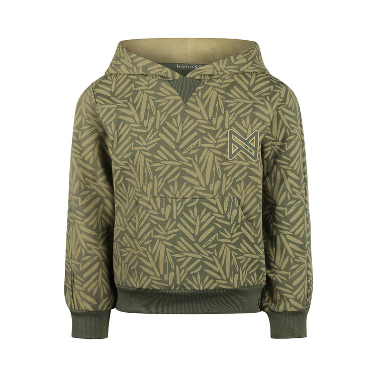 Koko Noko jongens hoodie legergroen botanic capuchon | O56814-37
