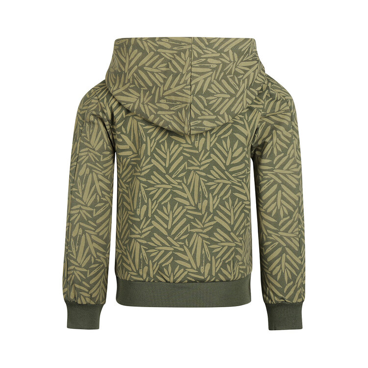 Koko Noko jongens hoodie legergroen botanic capuchon | O56814-37