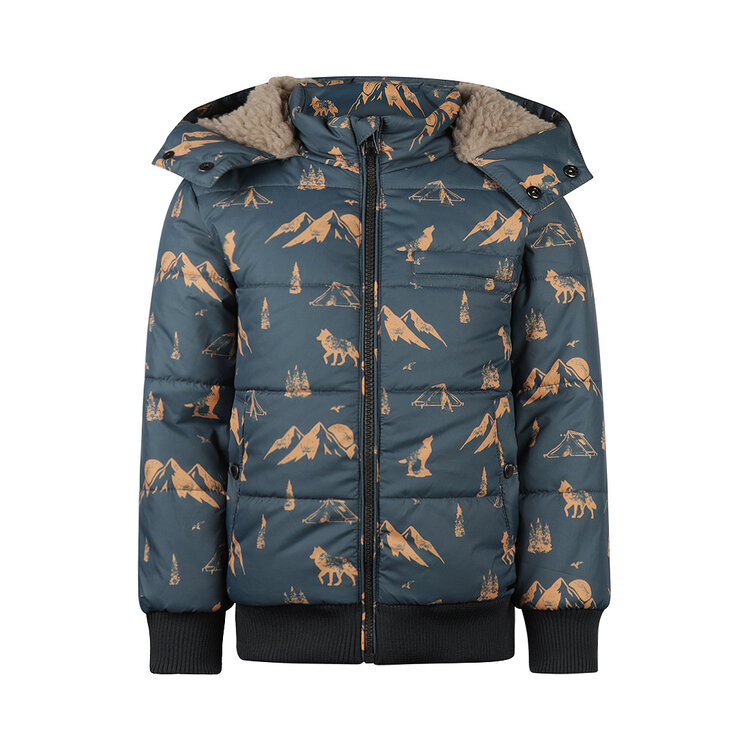 Koko Noko Jungenjacke stahlblau wasserabweisend Kapuze | O56848-37