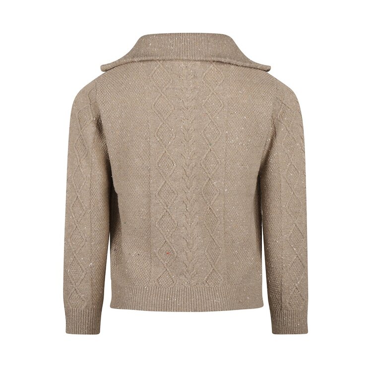Koko Noko boys’ knitted jumper with zip taupe wool | O56857-37